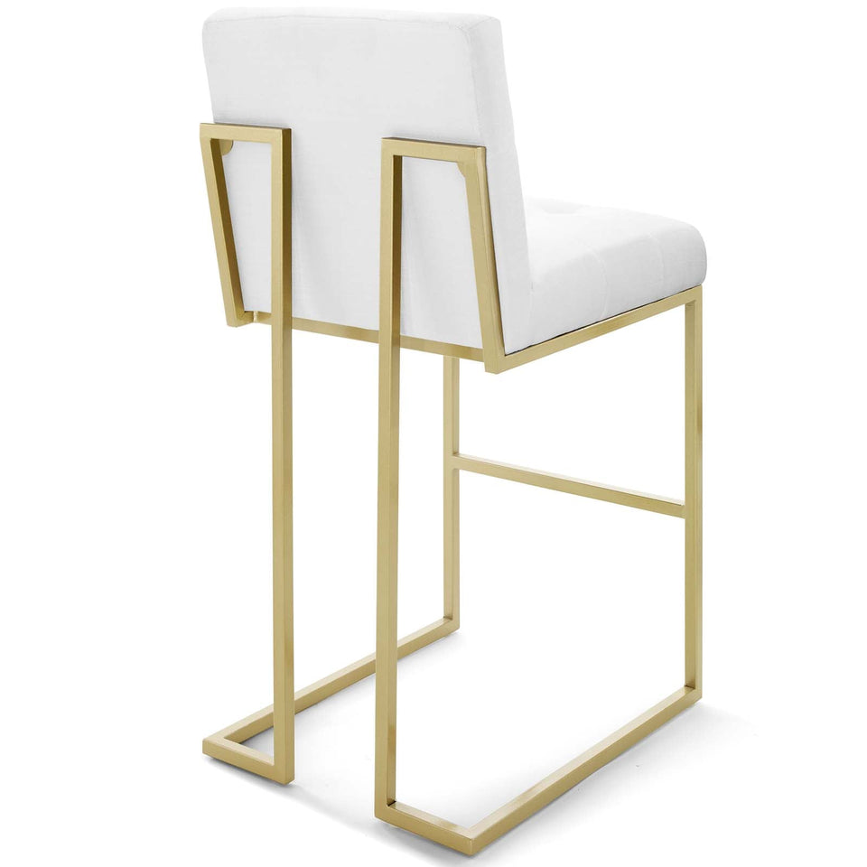 Privy Gold Stainless Steel Upholstered Fabric Bar Stool Set of 2 by Modway