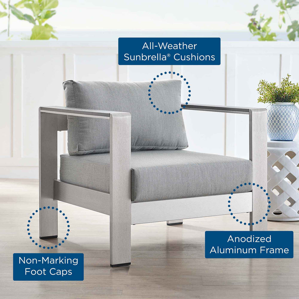 Shore SunbrellaÂ® Fabric Aluminum Outdoor Patio Armchair by Modway