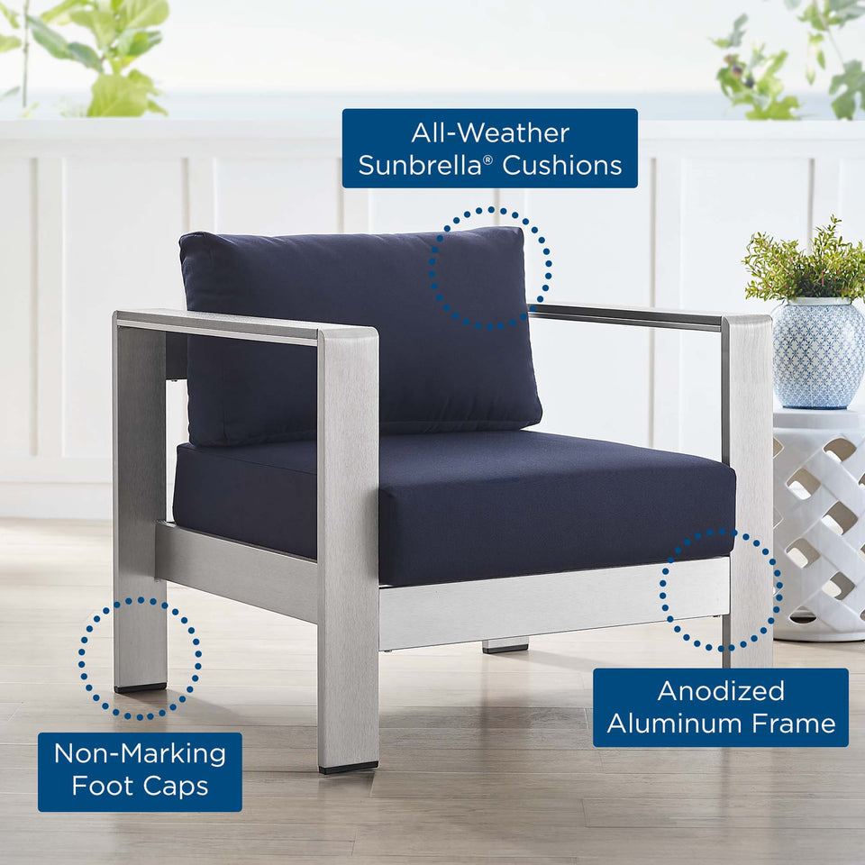 Shore SunbrellaÂ® Fabric Aluminum Outdoor Patio Armchair by Modway