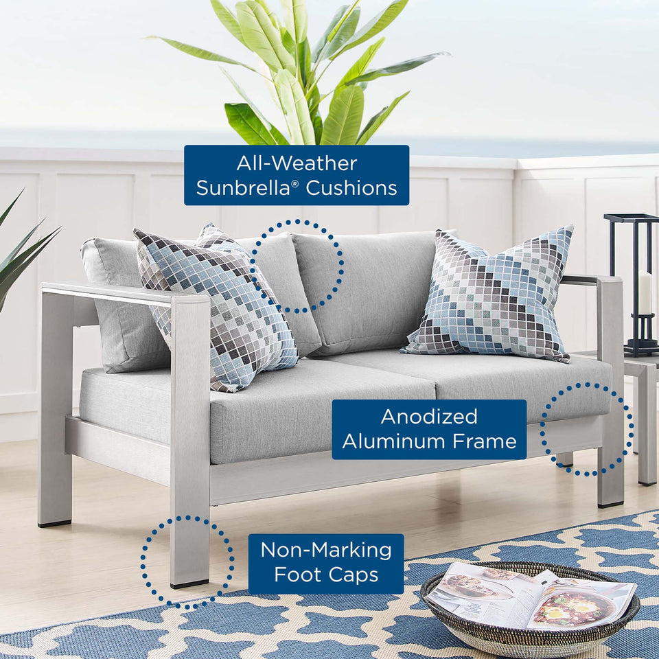 Shore SunbrellaÂ® Fabric Aluminum Outdoor Patio Loveseat by Modway
