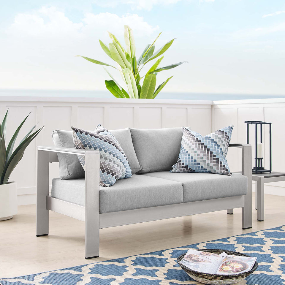 Shore SunbrellaÂ® Fabric Aluminum Outdoor Patio Loveseat by Modway