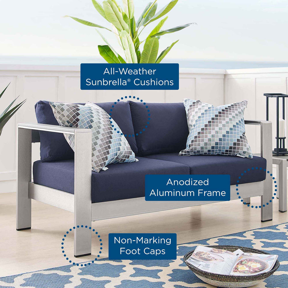 Shore SunbrellaÂ® Fabric Aluminum Outdoor Patio Loveseat by Modway