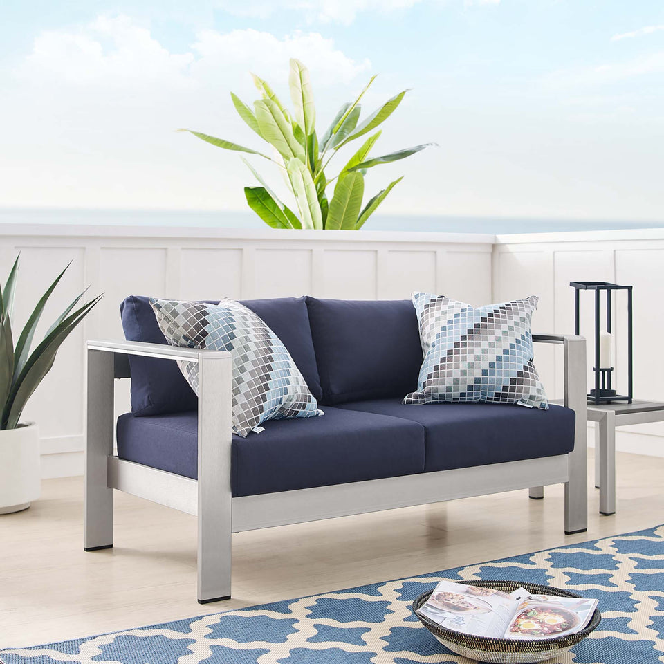 Shore SunbrellaÂ® Fabric Aluminum Outdoor Patio Loveseat by Modway