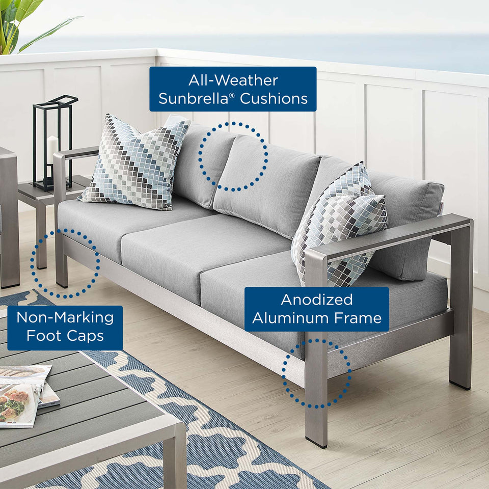 Shore SunbrellaÂ® Fabric Aluminum Outdoor Patio Sofa by Modway