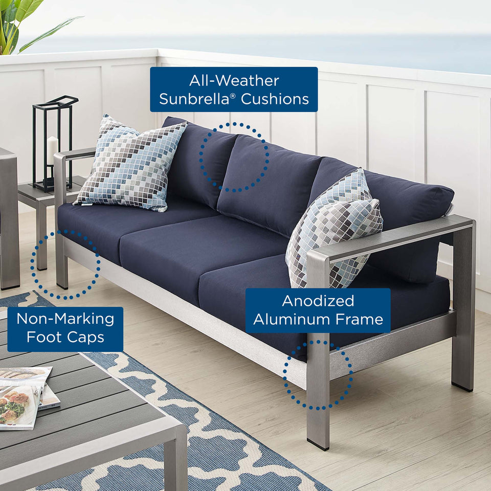 Shore SunbrellaÂ® Fabric Aluminum Outdoor Patio Sofa by Modway