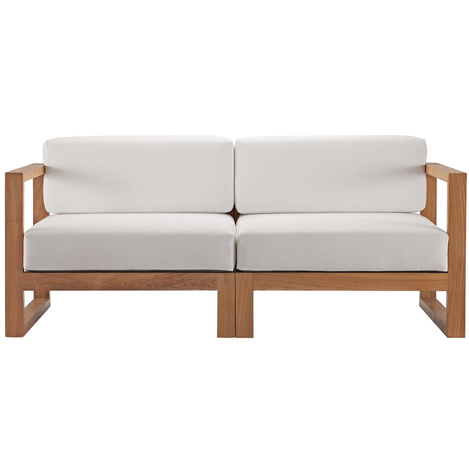 Upland 2-Piece Outdoor Patio Teak Wood Sectional Sofa Loveseat by Modway