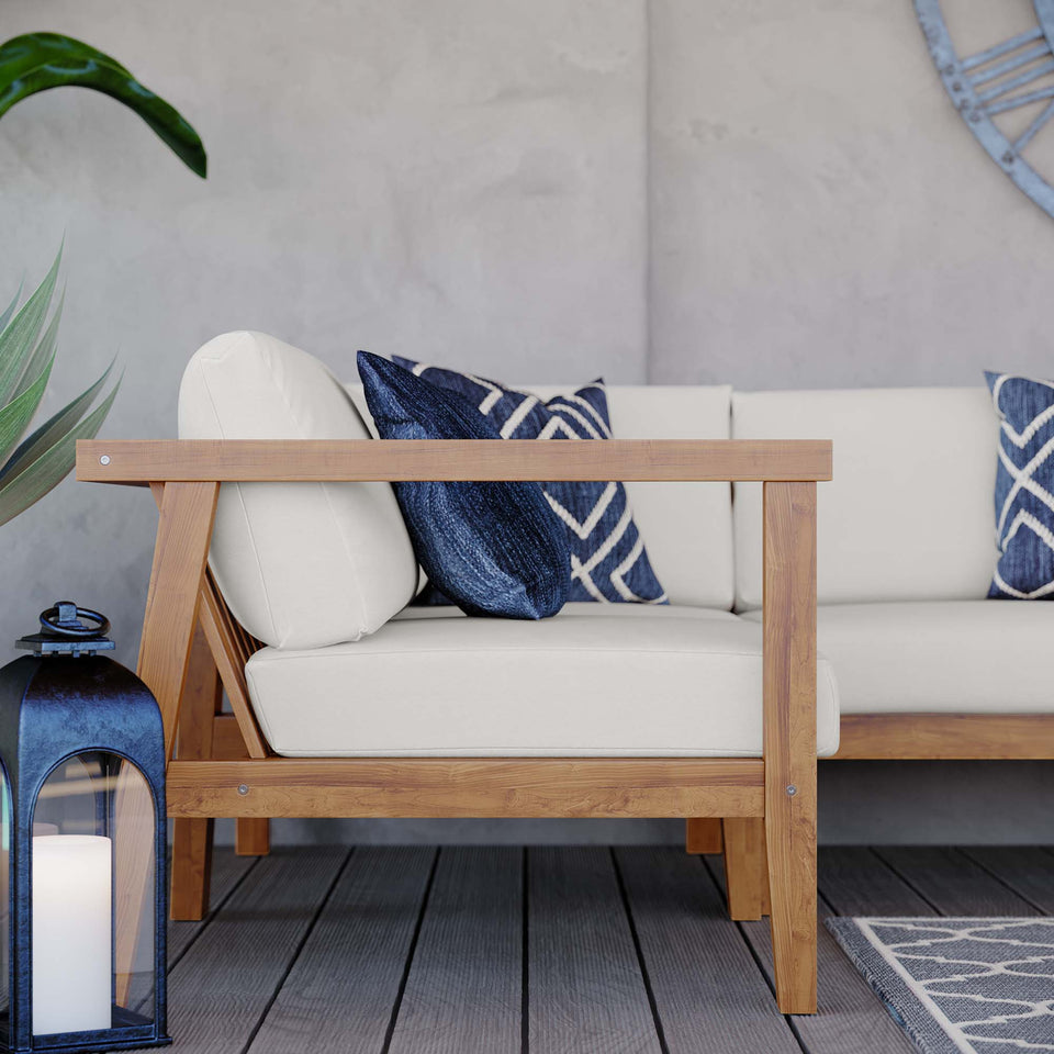 Bayport 3-Piece Outdoor Patio Teak Wood Sectional Sofa Set by Modway