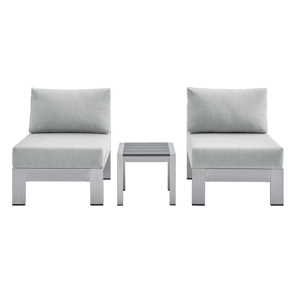 Shore 3 Piece Sunbrella® Fabric Outdoor Aluminum Set by Modway