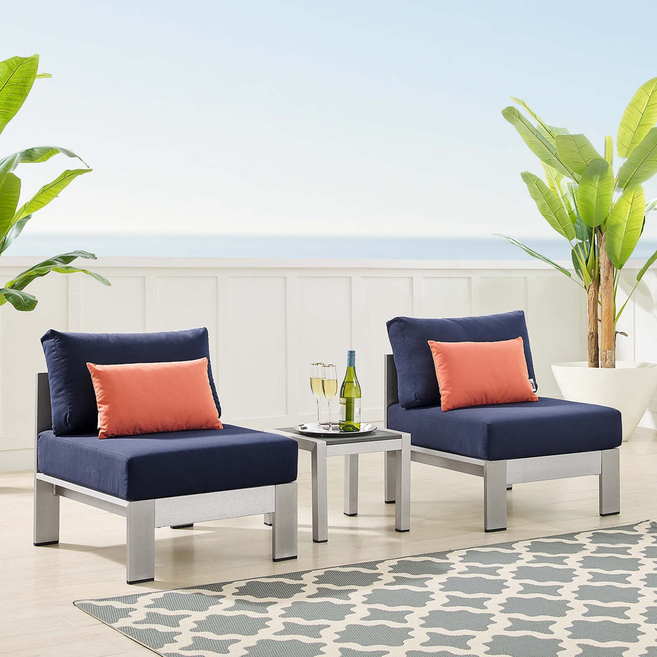 Shore 3 Piece Sunbrella® Fabric Outdoor Aluminum Set by Modway