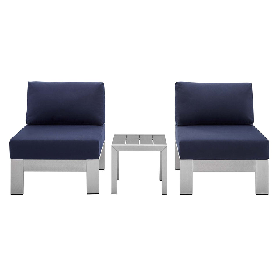 Shore 3 Piece Sunbrella® Fabric Outdoor Aluminum Set by Modway