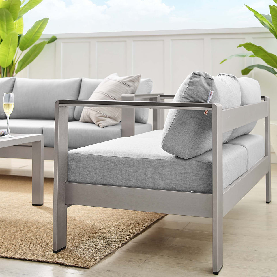Shore 3 Piece SunbrellaÂ® Fabric Outdoor Patio Aluminum Set by Modway