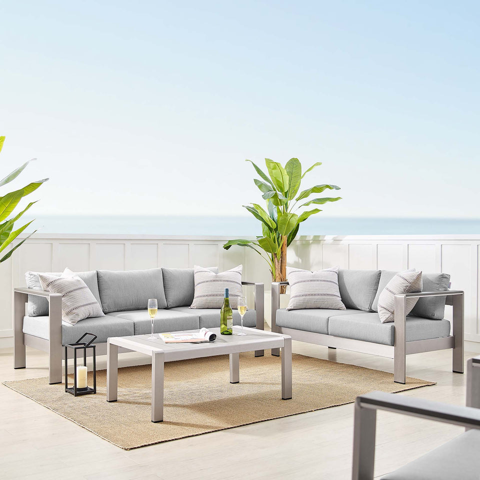 Shore 3 Piece SunbrellaÂ® Fabric Outdoor Patio Aluminum Set by Modway