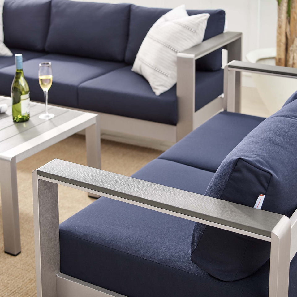 Shore 3 Piece SunbrellaÂ® Fabric Outdoor Patio Aluminum Set by Modway