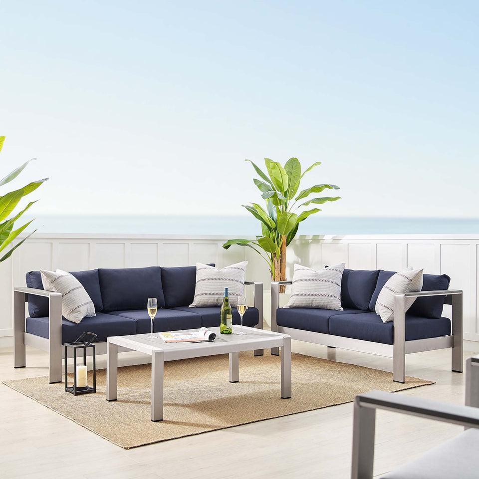 Shore 3 Piece SunbrellaÂ® Fabric Outdoor Patio Aluminum Set by Modway