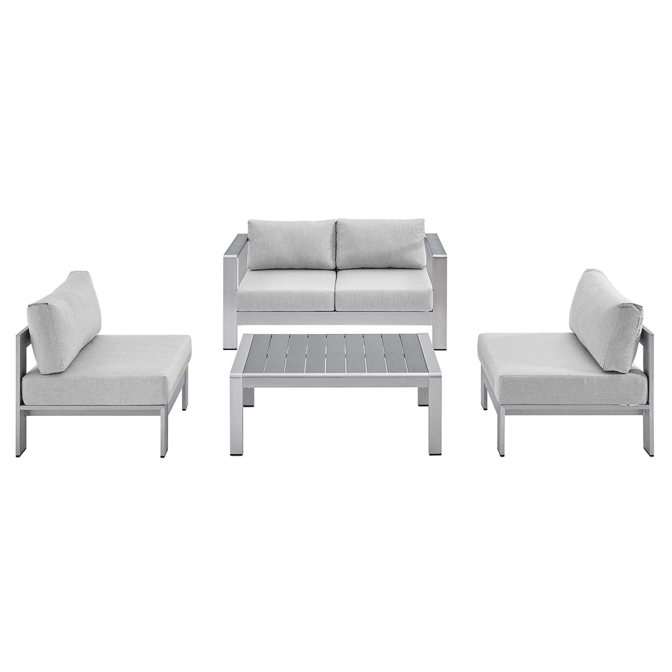 Shore 4 Piece Sunbrella® Fabric Outdoor Aluminum Set by Modway