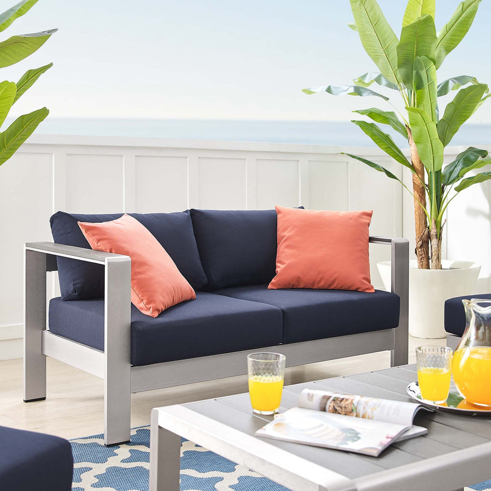 Shore 4 Piece Sunbrella® Fabric Outdoor Aluminum Set by Modway