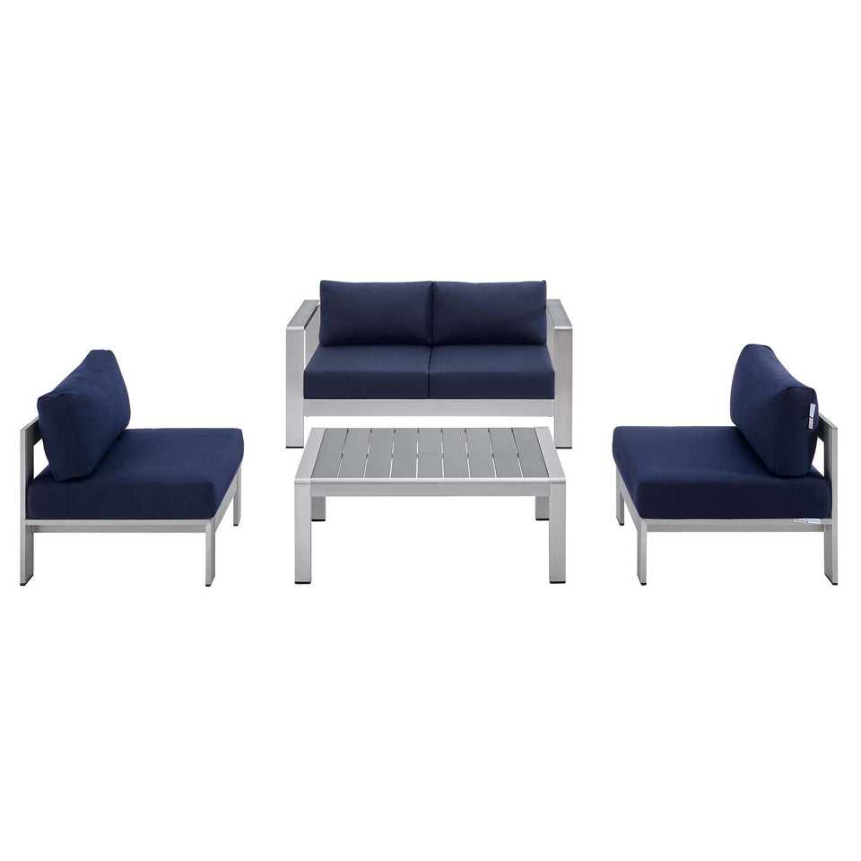 Shore 4 Piece Sunbrella® Fabric Outdoor Aluminum Set by Modway