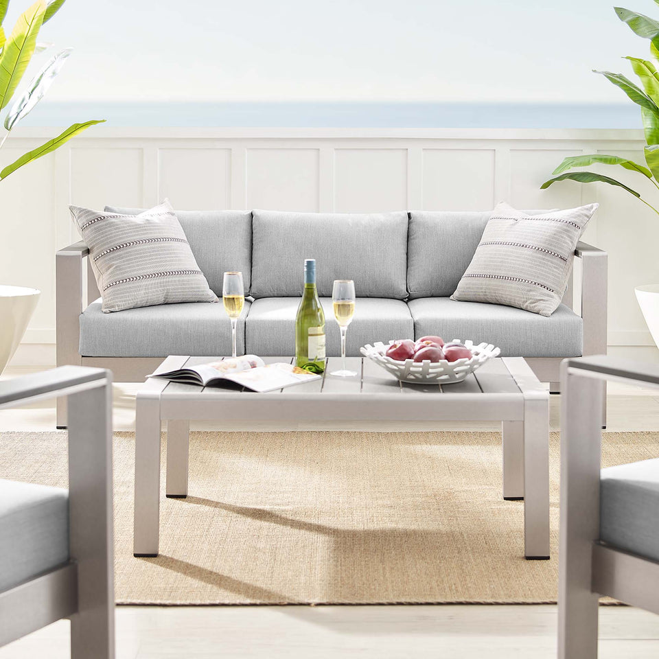 Shore 4 Piece SunbrellaÂ® Fabric Outdoor Patio Aluminum Set by Modway