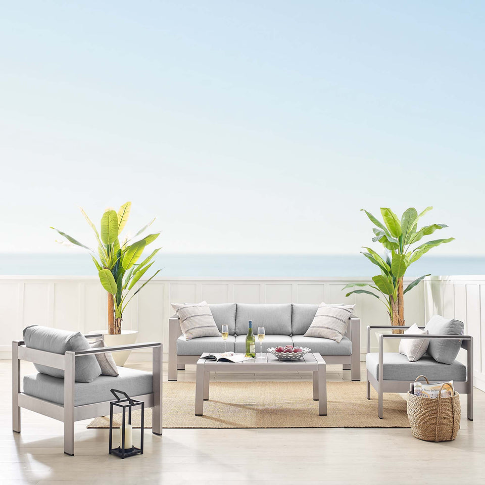 Shore 4 Piece SunbrellaÂ® Fabric Outdoor Patio Aluminum Set by Modway
