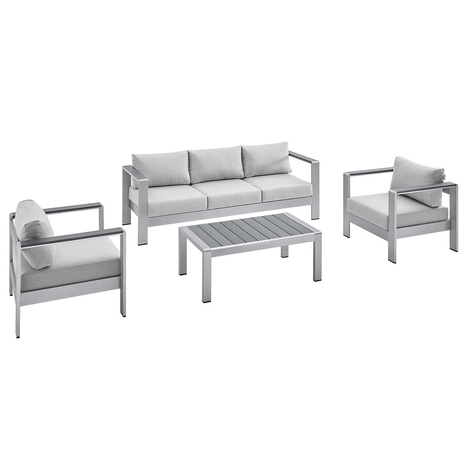 Shore 4 Piece SunbrellaÂ® Fabric Outdoor Patio Aluminum Set by Modway
