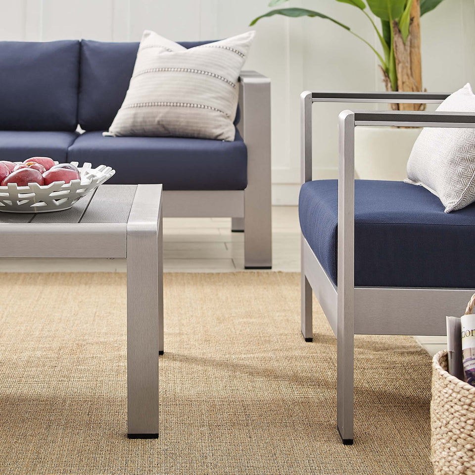 Shore 4 Piece SunbrellaÂ® Fabric Outdoor Patio Aluminum Set by Modway