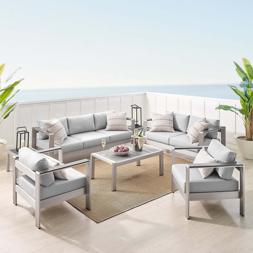 Shore 7 Piece SunbrellaÂ® Fabric Outdoor Patio Aluminum Set by Modway