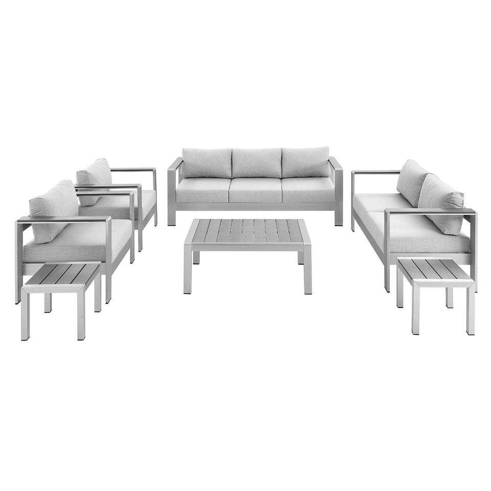 Shore 7 Piece SunbrellaÂ® Fabric Outdoor Patio Aluminum Set by Modway