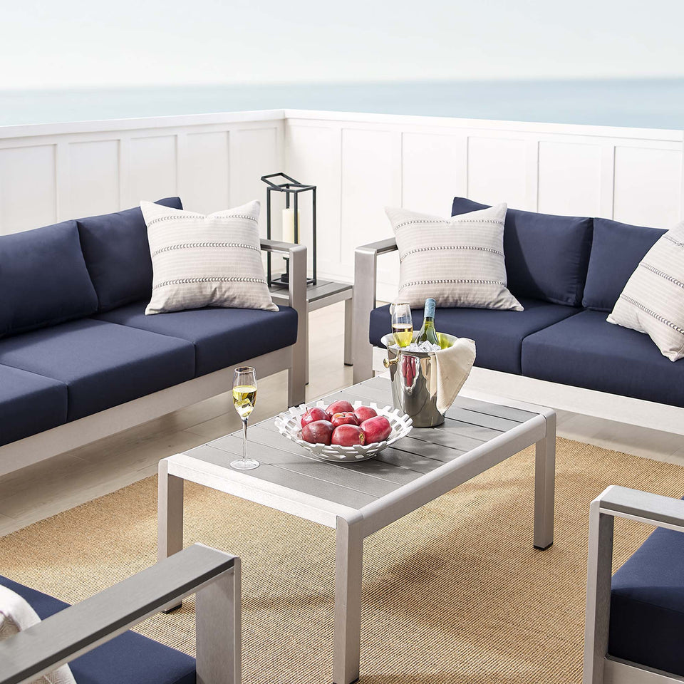 Shore 7 Piece SunbrellaÂ® Fabric Outdoor Patio Aluminum Set by Modway