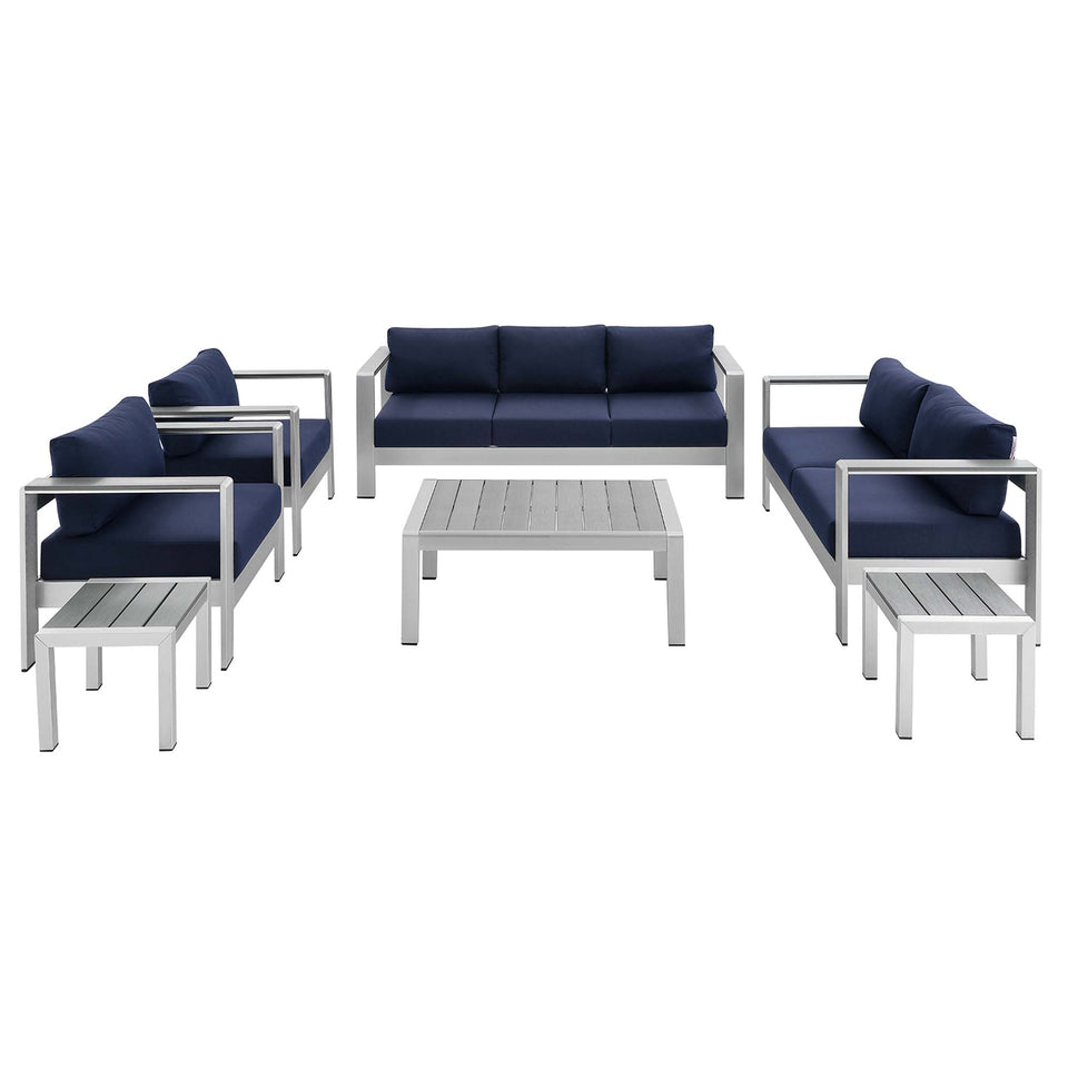 Shore 7 Piece SunbrellaÂ® Fabric Outdoor Patio Aluminum Set by Modway