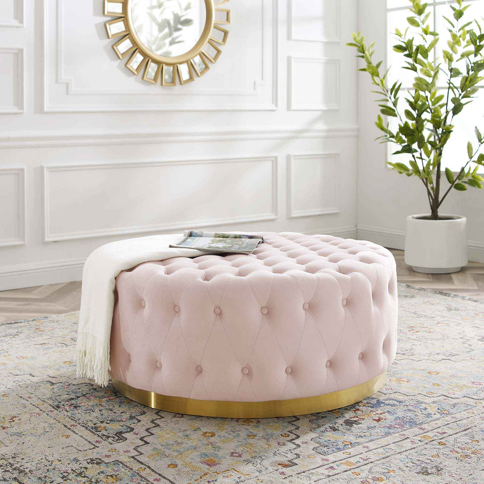 Ensconce Tufted Performance Velvet Round Ottoman by Modway