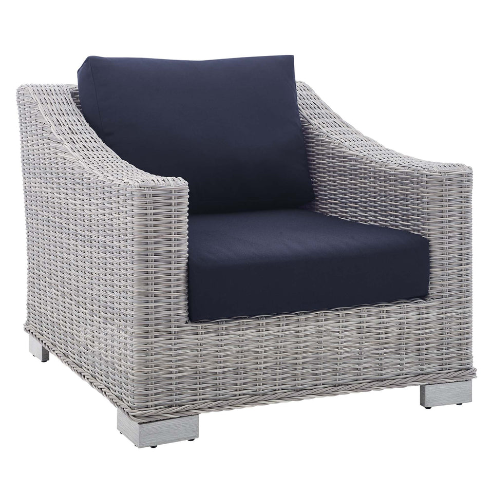 Conway 2-Piece Sunbrella® Outdoor Patio Wicker Rattan Armchair and Ottoman Set by Modway