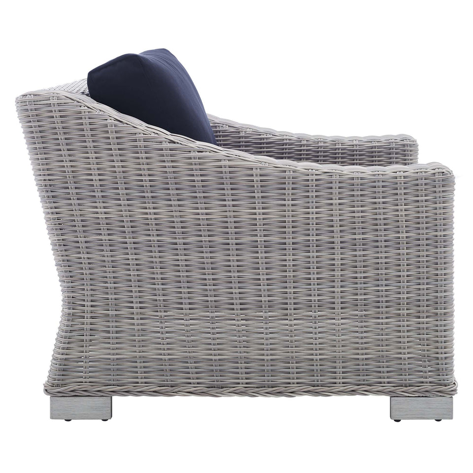 Conway 2-Piece Sunbrella® Outdoor Patio Wicker Rattan Armchair and Ottoman Set by Modway