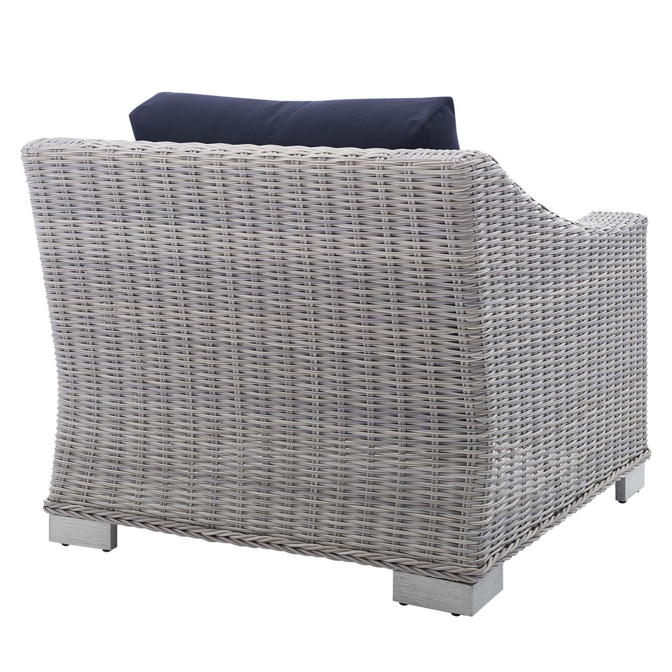 Conway 2-Piece Sunbrella® Outdoor Patio Wicker Rattan Armchair and Ottoman Set by Modway