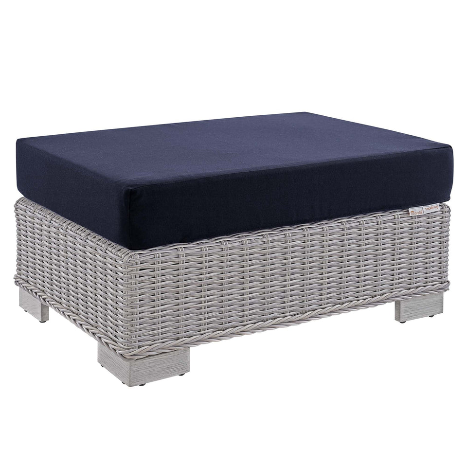 Conway 2-Piece Sunbrella® Outdoor Patio Wicker Rattan Armchair and Ottoman Set by Modway
