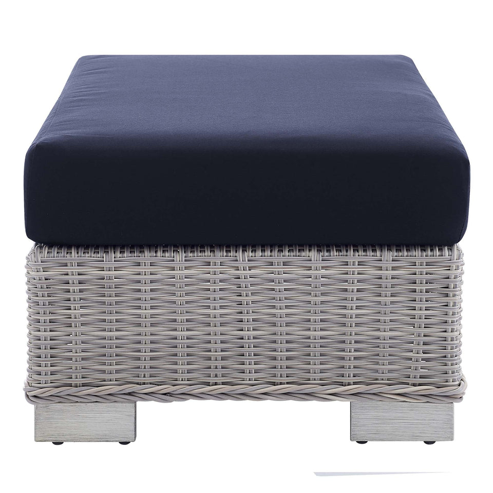 Conway 2-Piece Sunbrella® Outdoor Patio Wicker Rattan Armchair and Ottoman Set by Modway