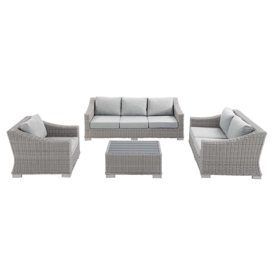 Conway 4-Piece Sunbrella® Outdoor Patio Wicker Rattan Furniture Set by Modway