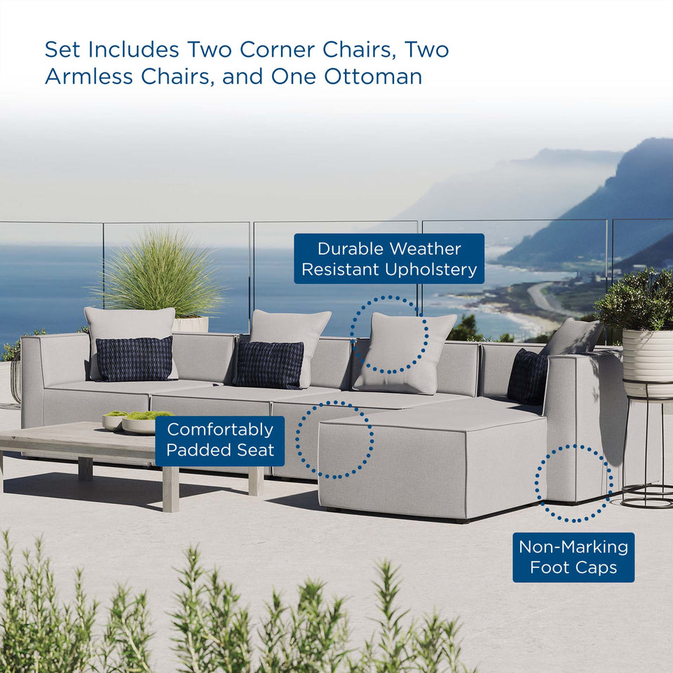 Saybrook 5-Piece Outdoor Patio Upholstered Sectional Sofa by Modway