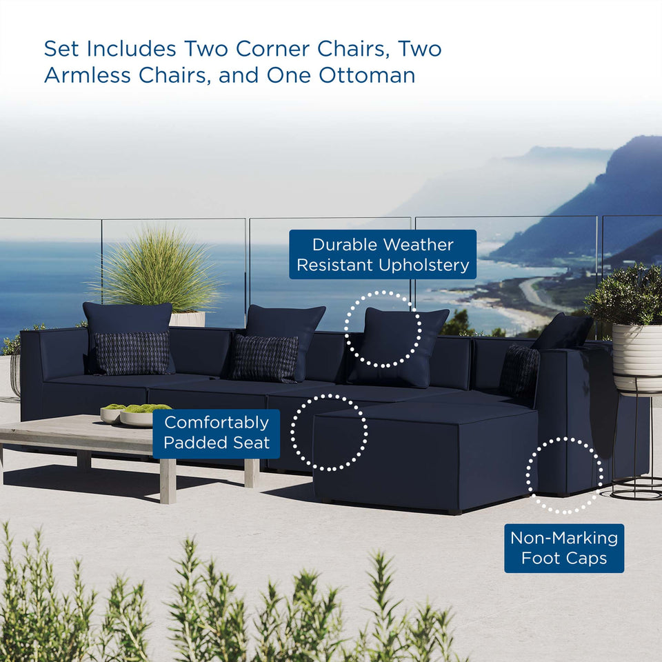 Saybrook 5-Piece Outdoor Patio Upholstered Sectional Sofa by Modway