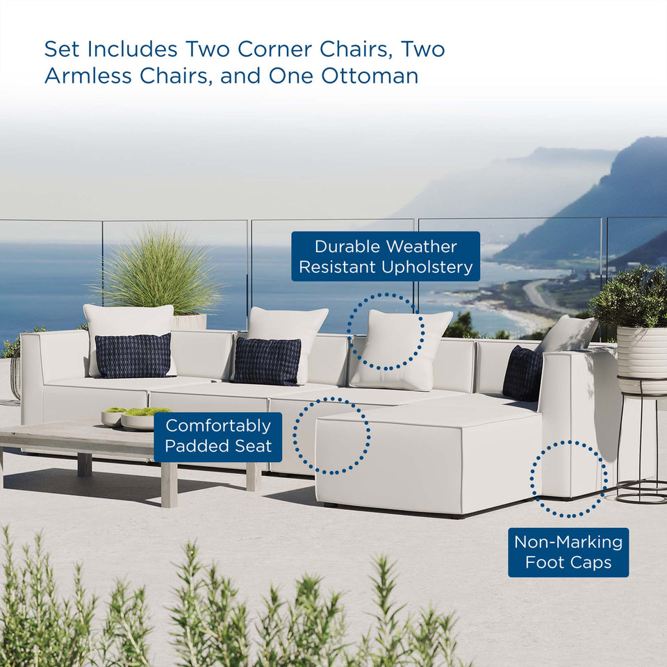 Saybrook 5-Piece Outdoor Patio Upholstered Sectional Sofa by Modway