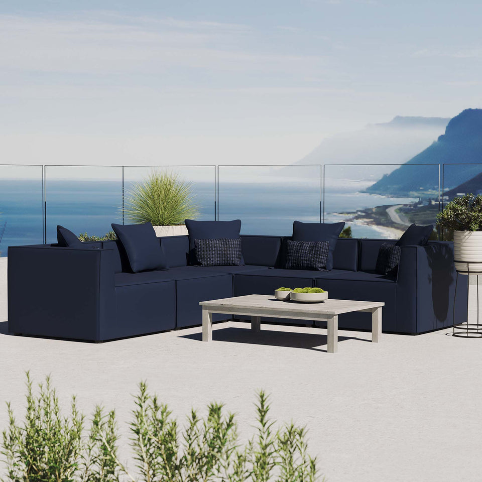 Saybrook 5-Piece Outdoor Patio Upholstered Sectional Sofa by Modway
