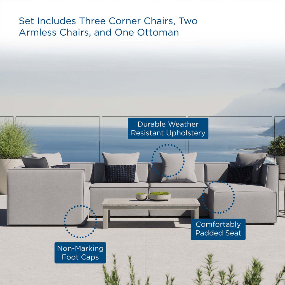 Saybrook 6-Piece Outdoor Patio Upholstered Sectional Sofa by Modway