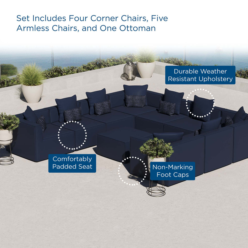 Saybrook 10-Piece Outdoor Patio Upholstered Sectional Sofa by Modway