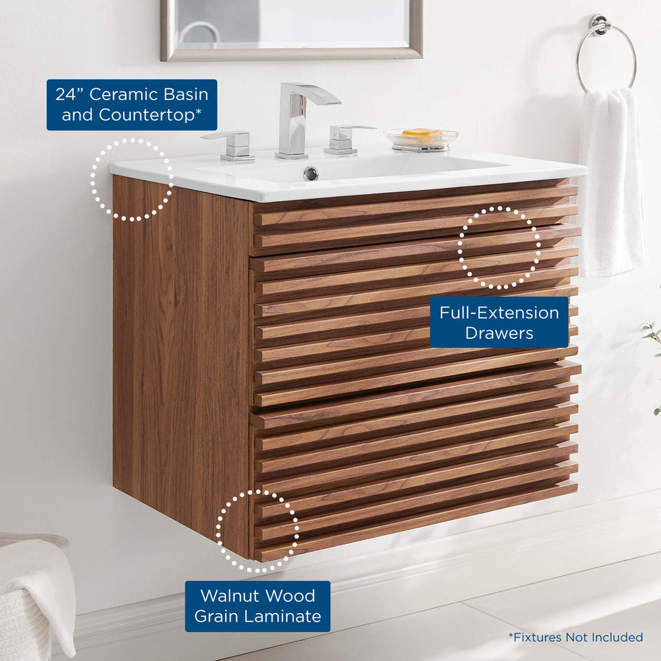 Render 24" Wall-Mount Bathroom Vanity by Modway