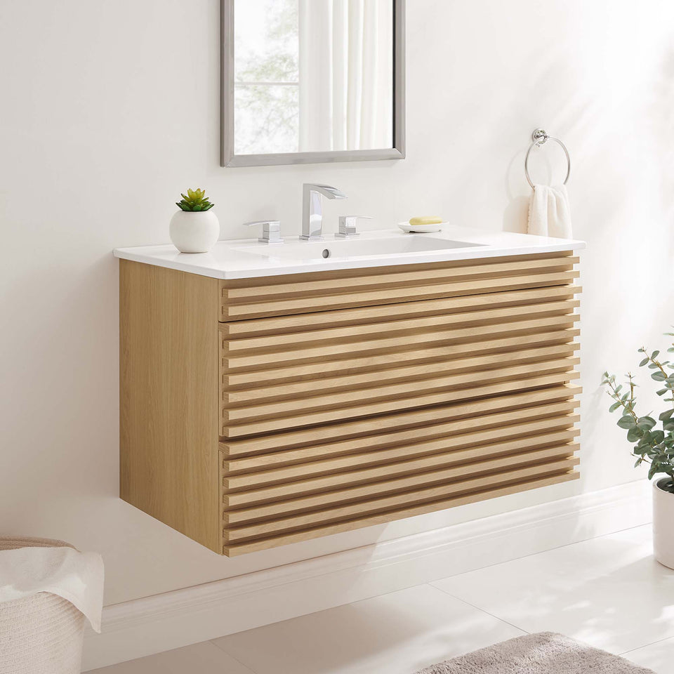 Render 36" Wall-Mount Bathroom Vanity by Modway