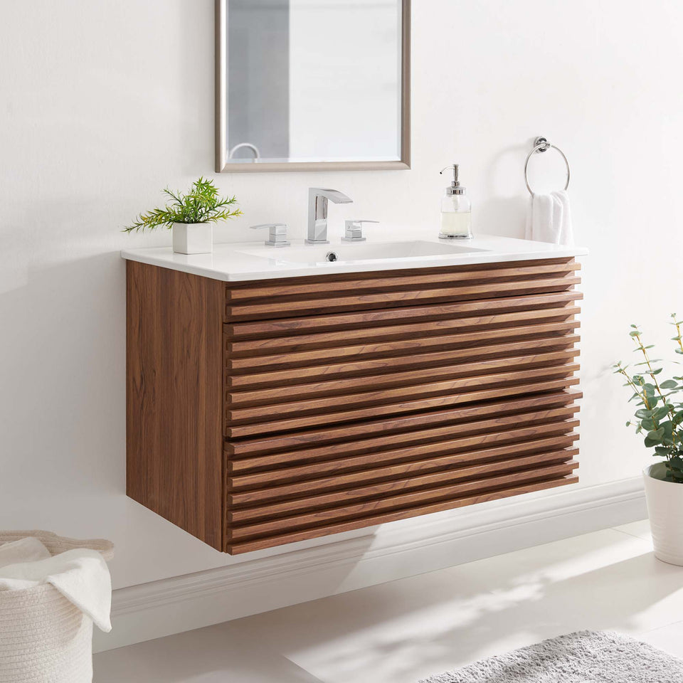 Render 36" Wall-Mount Bathroom Vanity by Modway