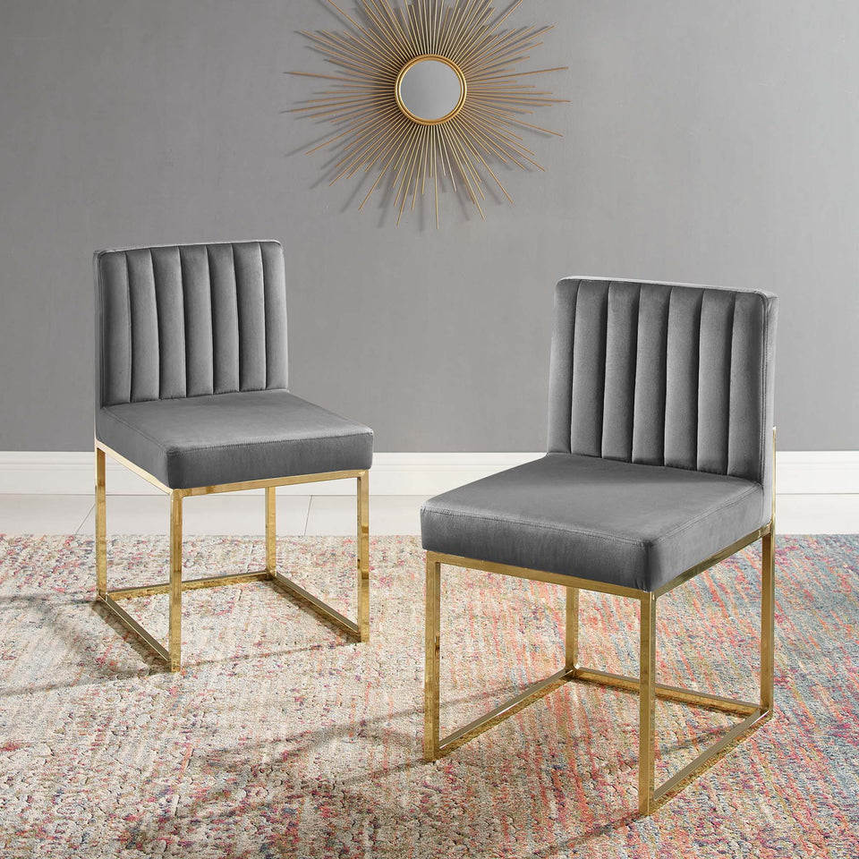Carriage Performance Velvet Dining Chair Set of 2 by Modway