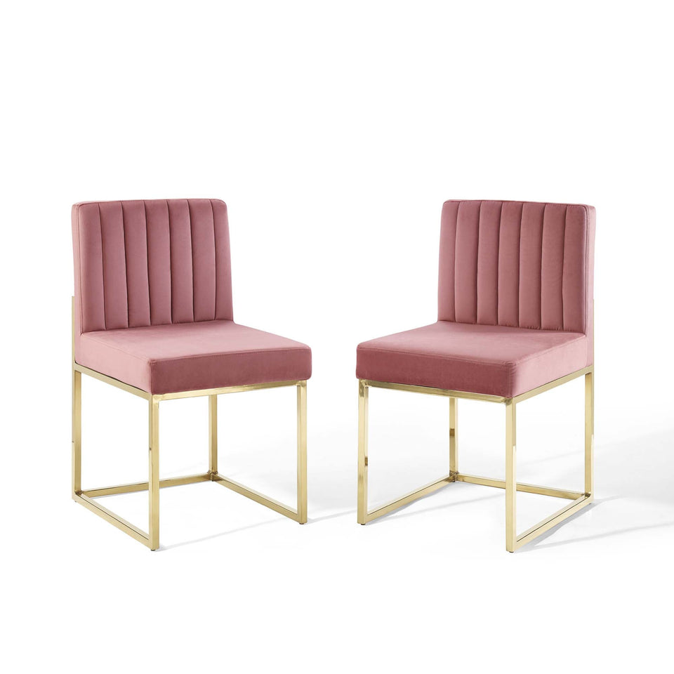 Carriage Performance Velvet Dining Chair Set of 2 by Modway