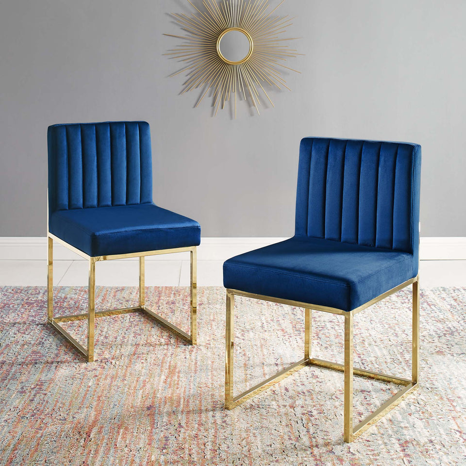 Carriage Performance Velvet Dining Chair Set of 2 by Modway