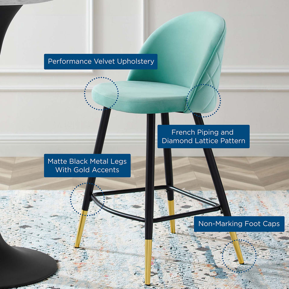Cordial Performance Velvet Counter Stools Set of 2 by Modway