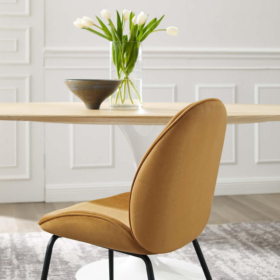 Scoop Black Powder Coated Steel Leg Performance Velvet Dining Chairs Set of 2 by Modway